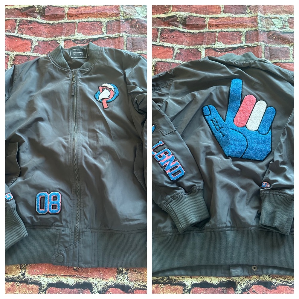 Pink + Dolphin Patchwork Lined Jacket Size M Pit … - image 1